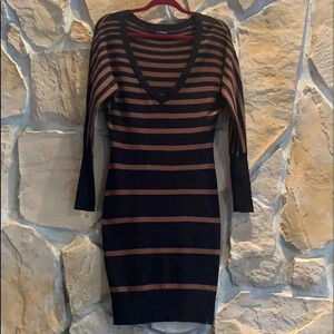 Le Chateau  Brown and Black Sweater Dress